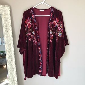 Velvet Embroidered Kimono